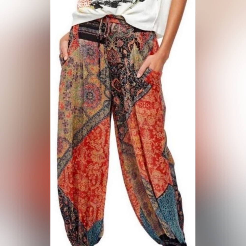Free People "BEGONIA" BALLOON Boho Wide Leg Pants L Large - Picture 5 of 14